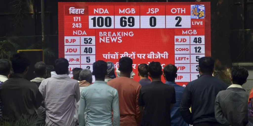 Bihar polls: NDA ahead in 111 assembly seats, INDIA bloc in 33
