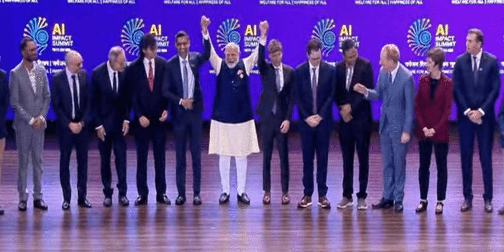 Global unity at Bharat Mandapam: PM Modi joins world leaders and tech titans for group photo at AI Impact Summit