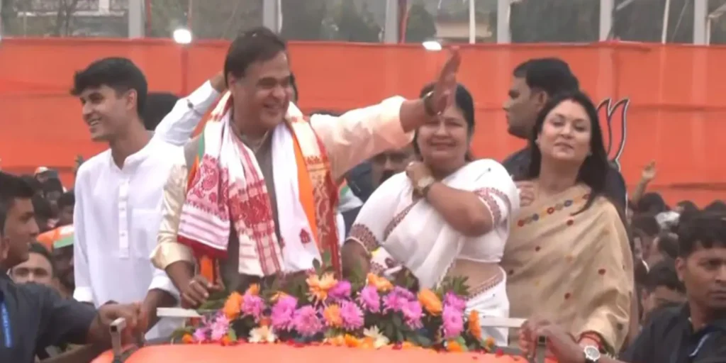 Himanta Biswa Sarma holds large rally as he sets out to file nomination from Jalukbari