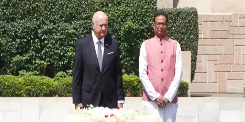Austrian Chancellor Christian Stocker, wife pay tribute to Mahatma Gandhi at Rajghat