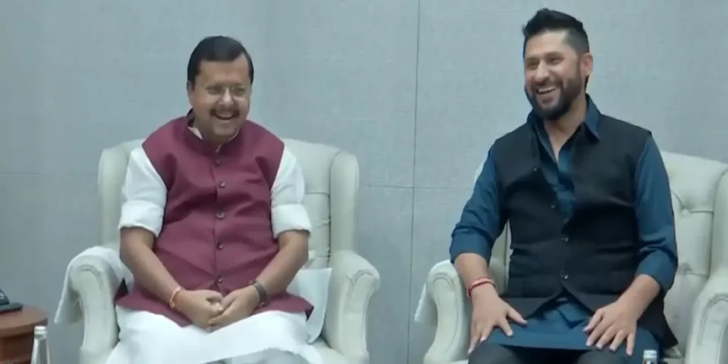 Nepal’s RSP President Rabi Lamichhane meets BJP National President Nitin Nabin at party headquarters in New Delhi