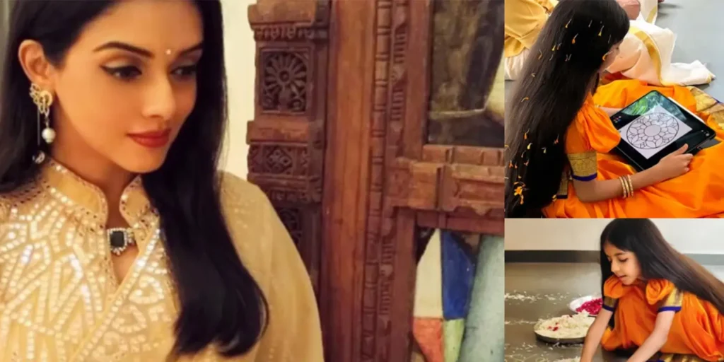 ‘Ghajini’ actor Asin shares rare pics of daughter Arin making Onam Pookalam