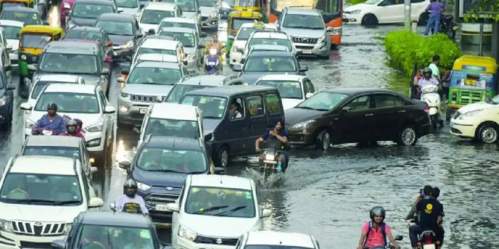 Police issues ‘work-from-home’ advisory as rain inundates Gurugram