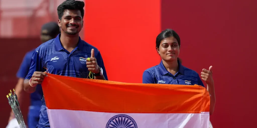 Double gold in compound archery: Indian mixed team wins gold after women’s top finish