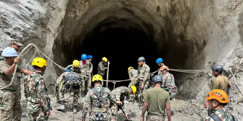 Indian tunnel rescue team makes progress at flood-hit Chilime hydropower site