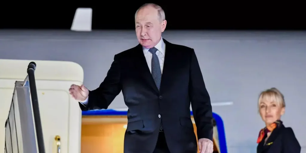 Russian President Vladimir Putin arrives in New Delhi to attend BRICS summit