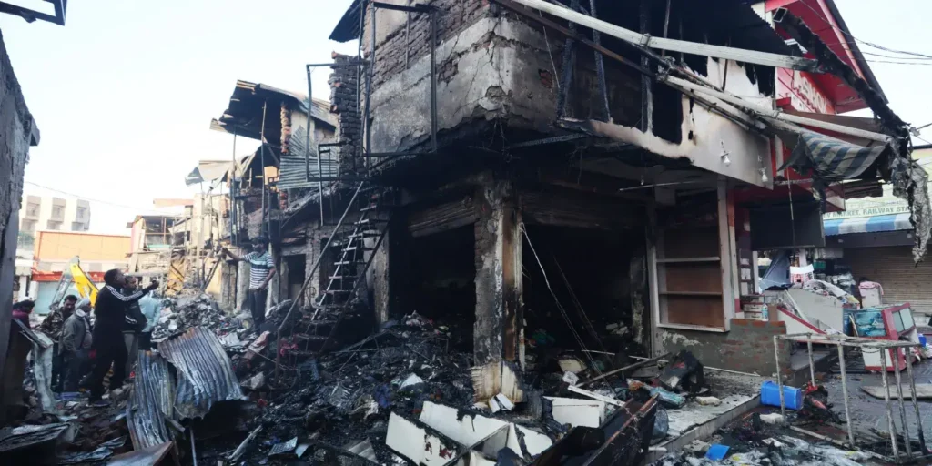 Massive fire ravages market near Jammu Railway Station, around 40 shops gutted
